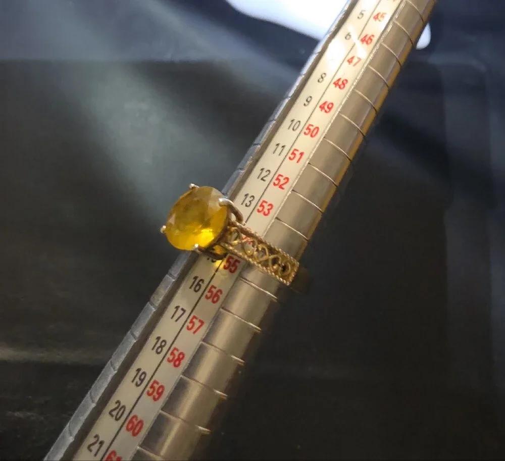 Gold 925 Citrine Cocktail Ring - Women Jewelry